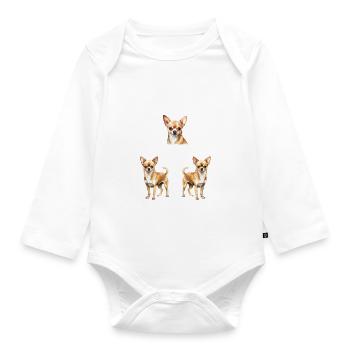 Was ist besser als ein Chihuahua? Zwei Chihuahua - Baby Bio-Langarm-Body - Weiß - Vorne