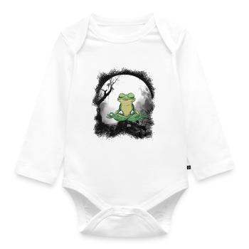 Frosch Frösche Meditation meditieren Waldbewohner - Baby Bio-Langarm-Body - Weiß - Vorne