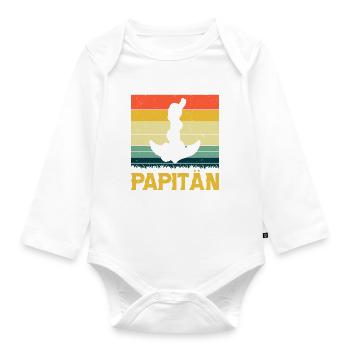 Vatertag Lustig Papa Papitän - Baby Bio-Langarm-Body - Weiß - Vorne