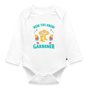 Gardener - Now you know what a great gardener look - Baby Bio-Langarm-Body - Weiß - Vorne
