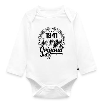 1941 July Original: 83 Years Anniversary Gift - Organic Longsleeve Baby Bodysuit - white - Front