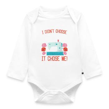 I didn't choose Sewing it chose me - Funny Sewing - Baby Bio-Langarm-Body - Weiß - Vorne