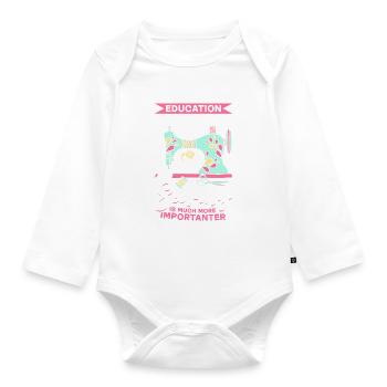 Education is important but Sewing is much more imp - Baby Bio-Langarm-Body - Weiß - Vorne