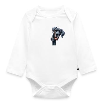 Ohne Dogge ist alles doof Dogge Halter Geschenk - Baby Bio-Langarm-Body - Weiß - Vorne