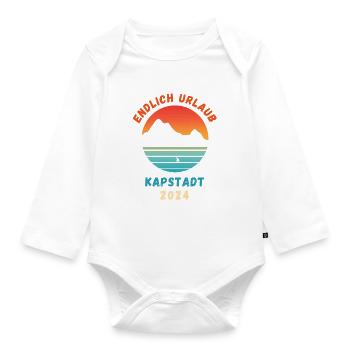 Kapstadt Urlaub 2024 Südafrika Cape Town Urlaub - Baby Bio-Langarm-Body - Weiß - Vorne
