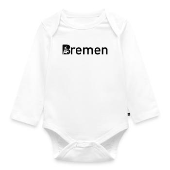 Bremen town sign skyline with Bremen Town Musician - Organic Longsleeve Baby Bodysuit - white - Front
