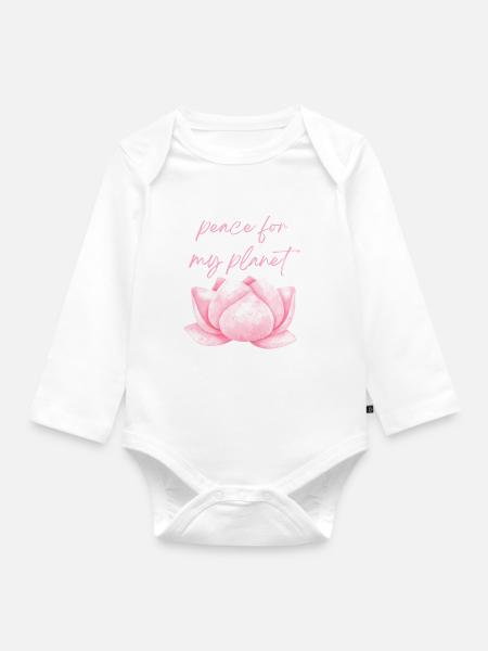 Lotus Peace - Baby Bio-Langarm-Body - Weiß