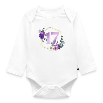Geburtstag 17 Mädchen Blumenkranz Siebzehn 17 Jahr - Baby Bio-Langarm-Body - Weiß - Vorne