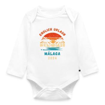 Málaga 2024 Andalusien Spanien Urlaub Malaga - Baby Bio-Langarm-Body - Weiß - Vorne