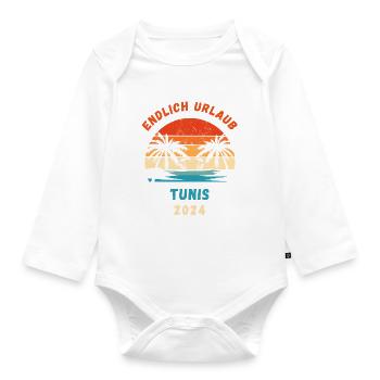 Tunis Urlaub 2024 Tunesien Urlaubsreise Idee - Baby Bio-Langarm-Body - Weiß - Vorne