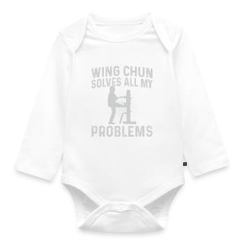 Wing Chun solves all my problems - Wing Chun Marti - Organic Longsleeve Baby Bodysuit - white - Front