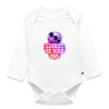 Lloret De Mar 2024 Palm Trees - Organic Longsleeve Baby Bodysuit - white - Front