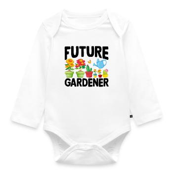 Jardinage Bébé Futur jardinier - Body Bébé bio manches longues - blanc - Devant