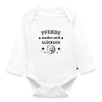 Pferde machen mich glücklich - Baby Bio-Langarm-Body - Weiß - Vorne