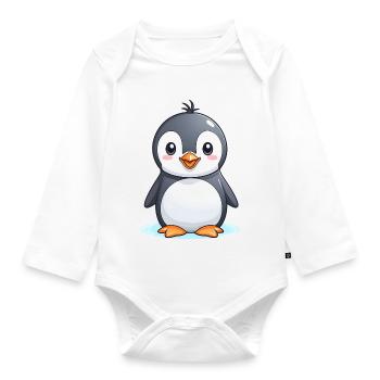 Pingouin mignon - Vêtement pour bébé - Body Bébé bio manches longues - blanc - Devant