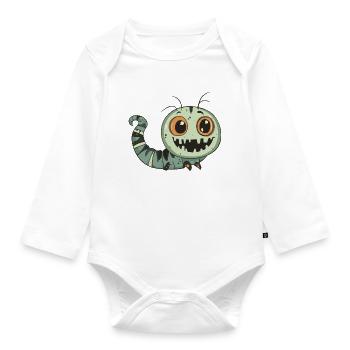 Worm Halloween Zombie - Organic Longsleeve Baby Bodysuit - white - Front