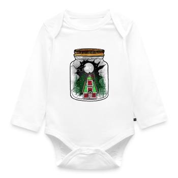 House Winter Snow Snowfall Moon Christmas Xmas - Organic Longsleeve Baby Bodysuit - white - Front