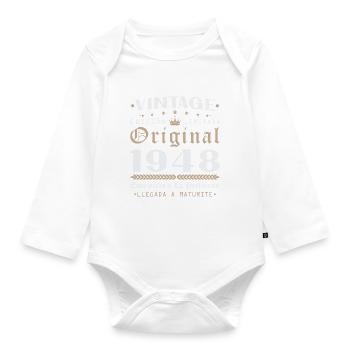 Vinatge 1948 Geburtstagsgeschenk - Baby Bio-Langarm-Body - Weiß - Vorne