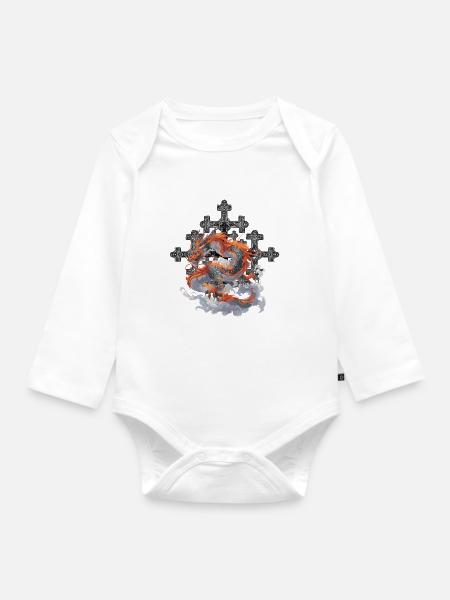 mystisch Drache Drachen Kreuz - Baby Bio-Langarm-Body - Weiß