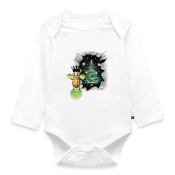 Weihnachten Vegetarisch Kohl Gemüse Erdnuss Xmas - Baby Bio-Langarm-Body - Weiß - Vorne