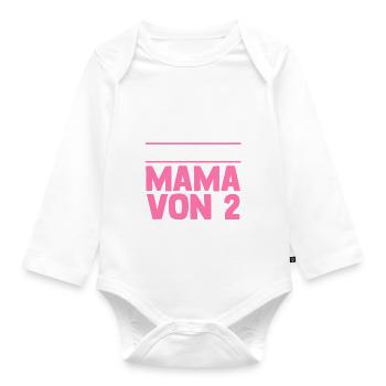 Mom of 2 children - Organic Longsleeve Baby Bodysuit - white - Front