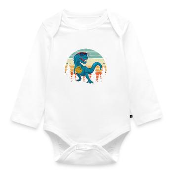 Disc golfeur Saurus - Dino Disc Golf Dinosaure - Body Bébé bio manches longues - blanc - Devant