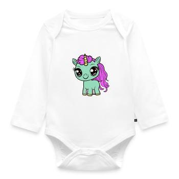Bébé Licorne Licornes Enfant Enfants Enfant Enfant Cheval - Body Bébé bio manches longues - blanc - Devant