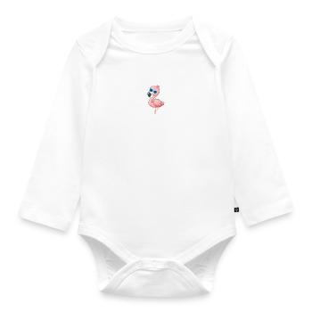 Pink Flamingo Lover Flamingo Heartbeat Cute Flamin - Baby Bio-Langarm-Body - Weiß - Vorne