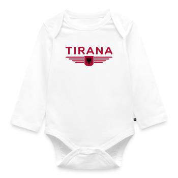 Tirana Design – Herz Albaniens - Baby Bio-Langarm-Body - Weiß - Vorne