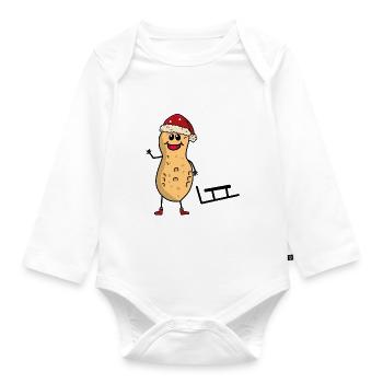 Christmas Peanut Sleigh Snowfall Santa Claus - Organic Longsleeve Baby Bodysuit - white - Front