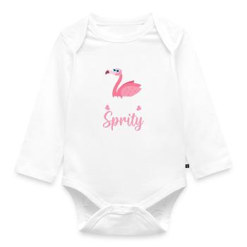 Flamingo is my spirit animal - Flamingo Lover - Baby Bio-Langarm-Body - Weiß - Vorne