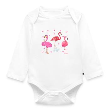 Pink Flamingos Flamingo Lover Cute Flamingo - Organic Longsleeve Baby Bodysuit - white - Front