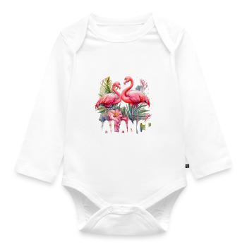 Life Is All About Balance - Cute Flamingo Lover - Organic Longsleeve Baby Bodysuit - white - Front