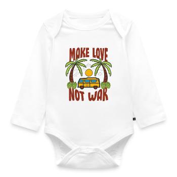 Make Love Not War Flower Power Hippie - Organic Longsleeve Baby Bodysuit - white - Front