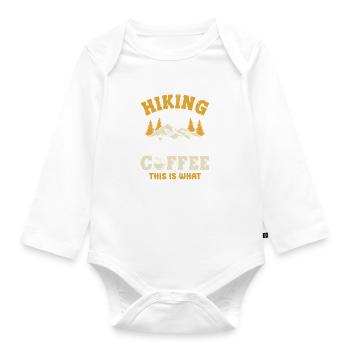 Hiking Dogs Coffee This Is What I Love - Mountain - Organic Longsleeve Baby Bodysuit - white - Front