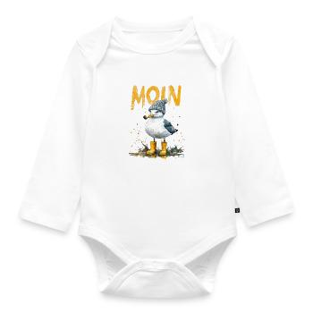 Seaman Seagull in the Wadden Sea with Moin - Organic Longsleeve Baby Bodysuit - white - Front