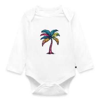 Palme Bunt - Baby Bio-Langarm-Body - Weiß - Vorne