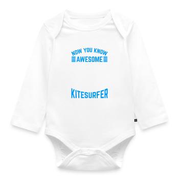 Now You Know What An Awesome Kitesurfer Looks Like - Baby Bio-Langarm-Body - Weiß - Vorne