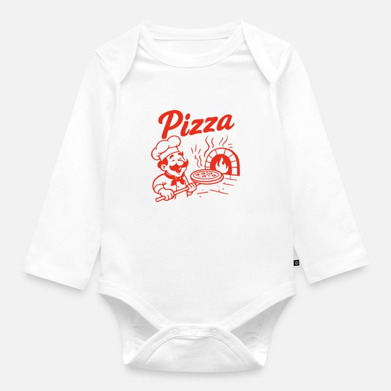 Pizzabäcker Retro Design - Baby Bio-Langarm-Body - Weiß