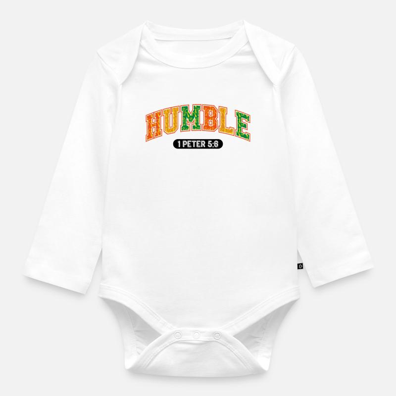 Le message d’humilité 1Pierre 5:6 - Body Bébé bio manches longues - blanc