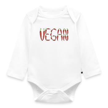 Vegan chilli - Organic Longsleeve Baby Bodysuit - white - Front