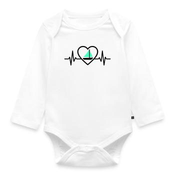 Herz Segeln – Leidenschaft Boot - Baby Bio-Langarm-Body - Weiß - Vorne