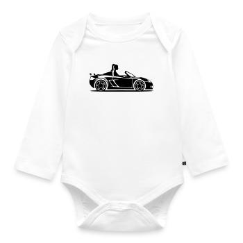Cabrio Auto Pkw Frau - Baby Bio-Langarm-Body - Weiß - Vorne