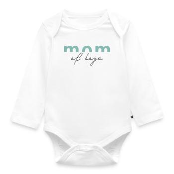 Mom of Boys Minimalist Aesthetic Mama Shirt - Organic Longsleeve Baby Bodysuit - white - Front