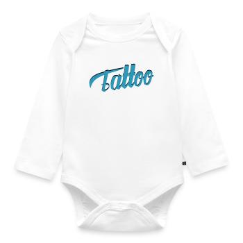 Tattoo Script in Teal - Organic Longsleeve Baby Bodysuit - white - Front