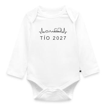 Tío 2027 Ritmo Cardiaco Anuncio Embarazo - Baby Bio-Langarm-Body - Weiß - Vorne