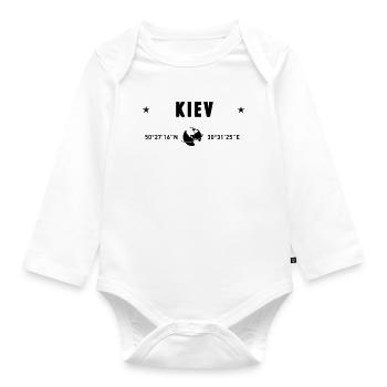 Kiew, Ukraine Koordinaten Planet Erde - Baby Bio-Langarm-Body - Weiß - Vorne