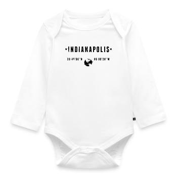 Indianapolis Indiana Coordinates Gps Globe - Organic Longsleeve Baby Bodysuit - white - Front