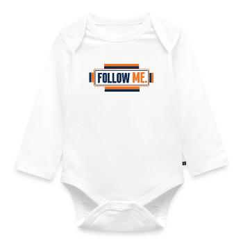 Folge mir kontrastierendes Neon-Banner - Baby Bio-Langarm-Body - Weiß - Vorne
