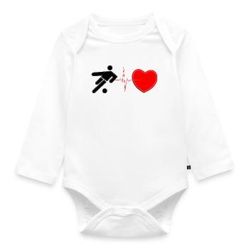 Soccer Heartbeat Lifeline – Fußball-Leidenschaft Kunst - Baby Bio-Langarm-Body - Weiß - Vorne